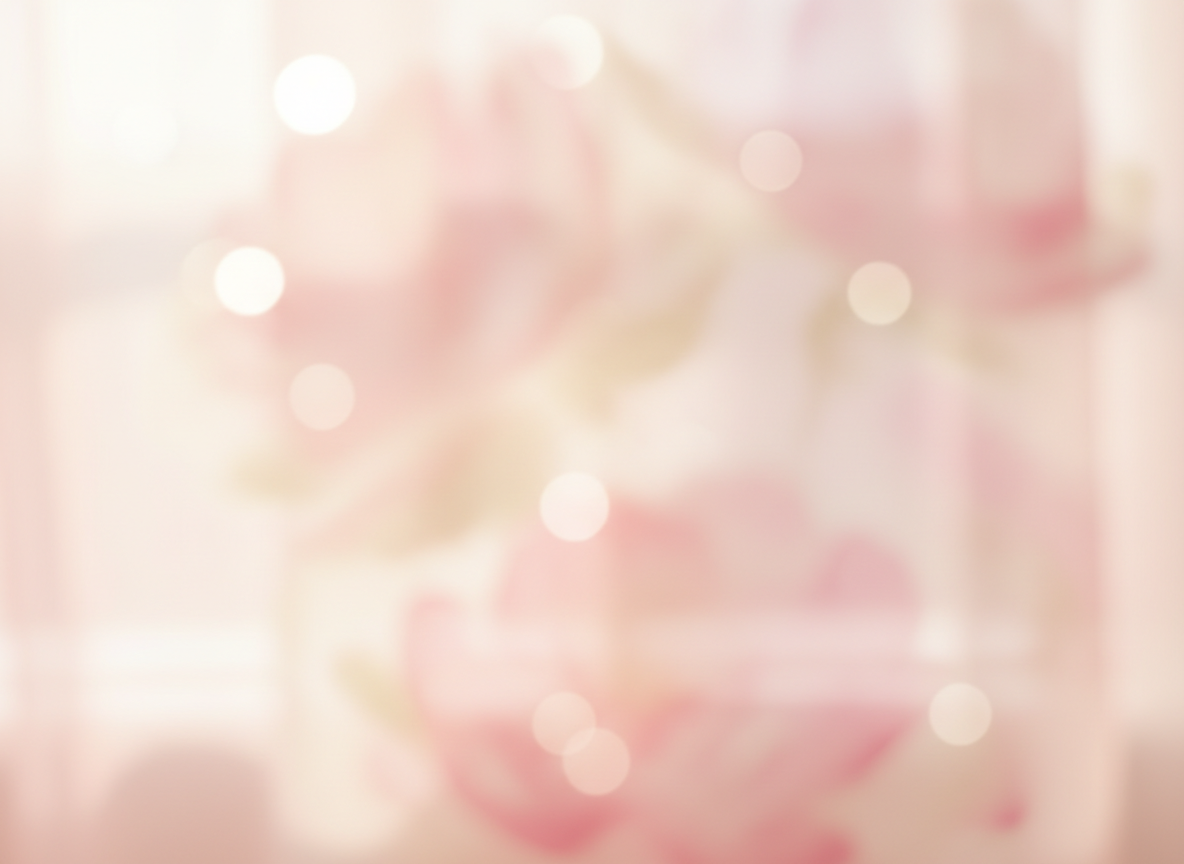 Soft, warm, out-of-focus background with gentle blush pink and warm cream tones and delicate natural light